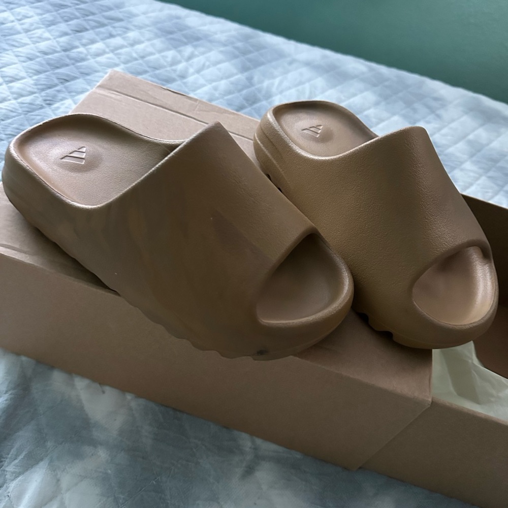 Orchre yeezy slides